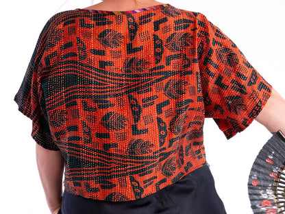 Wannabegeisha silk reversible top jaffa