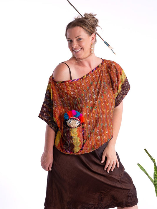 Wannabegeisha silk reversible top Uluru