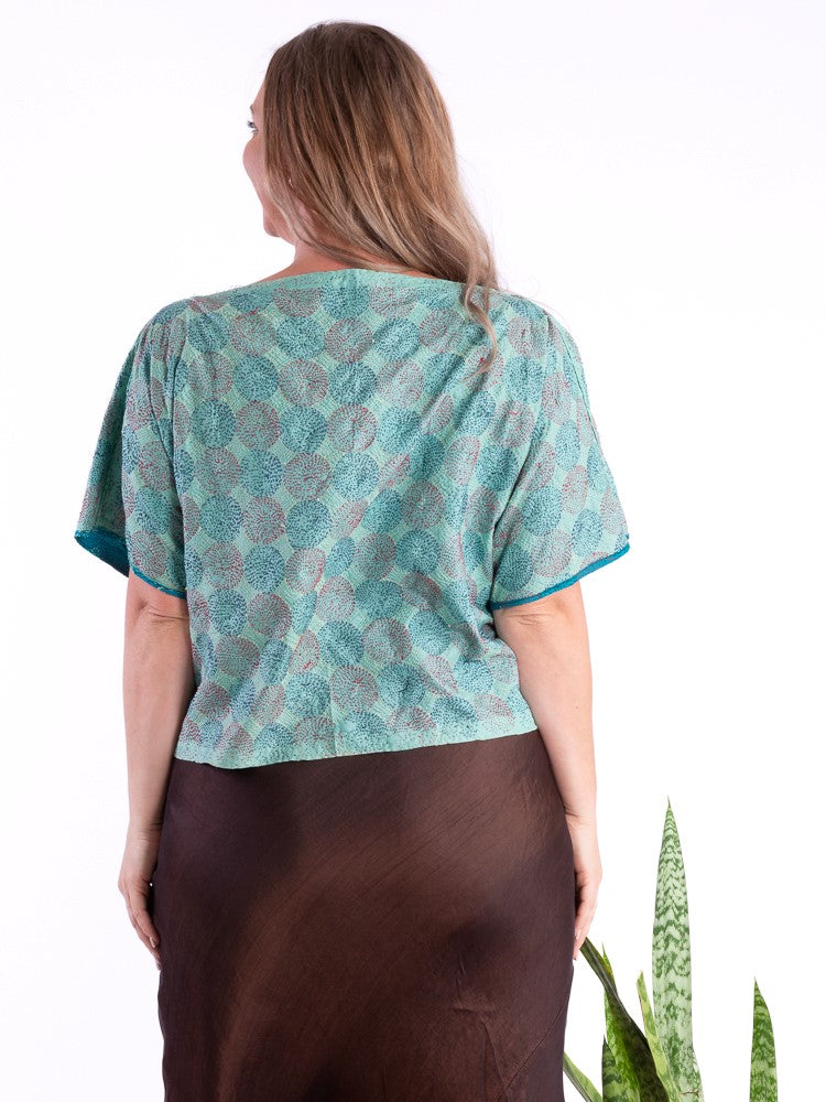 Wannabegeisha silk reversible top oceans