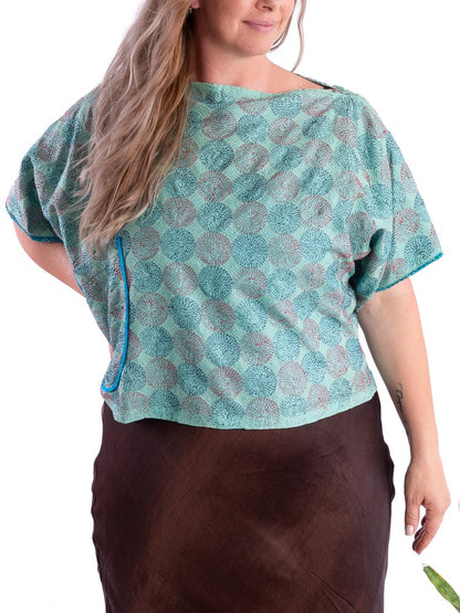 Wannabegeisha silk reversible top oceans