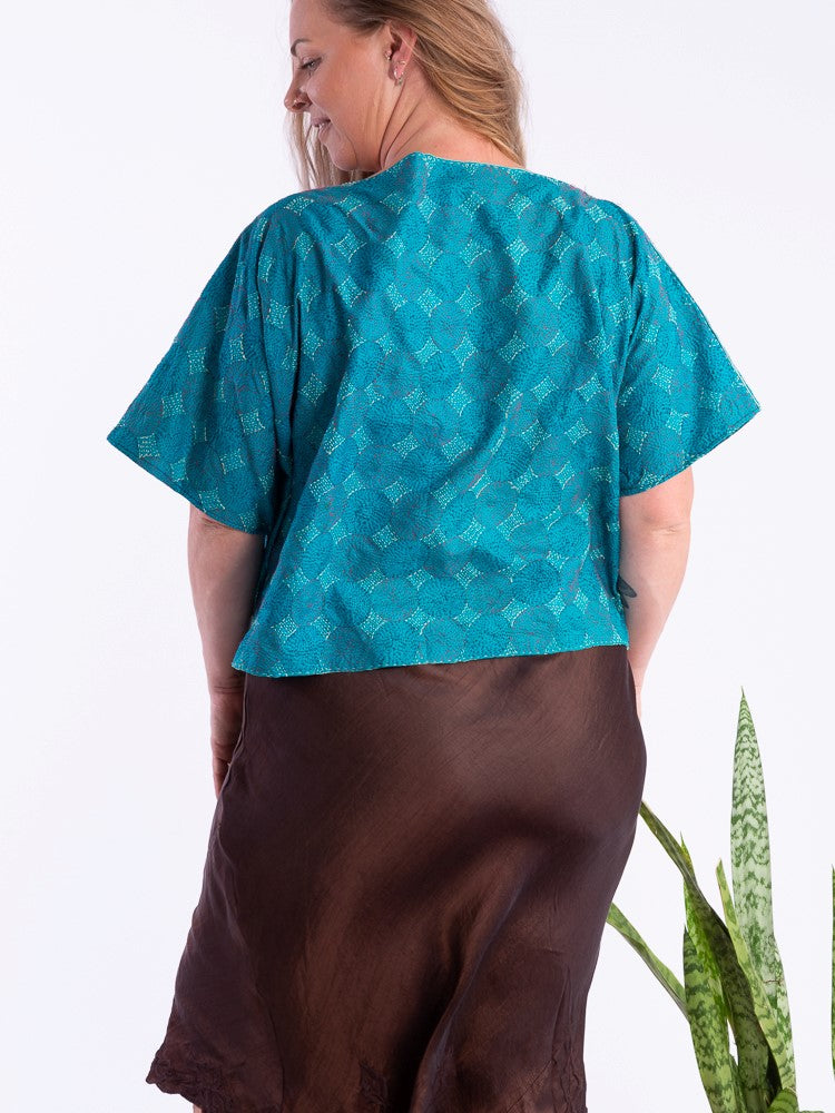 Wannabegeisha silk reversible top oceans