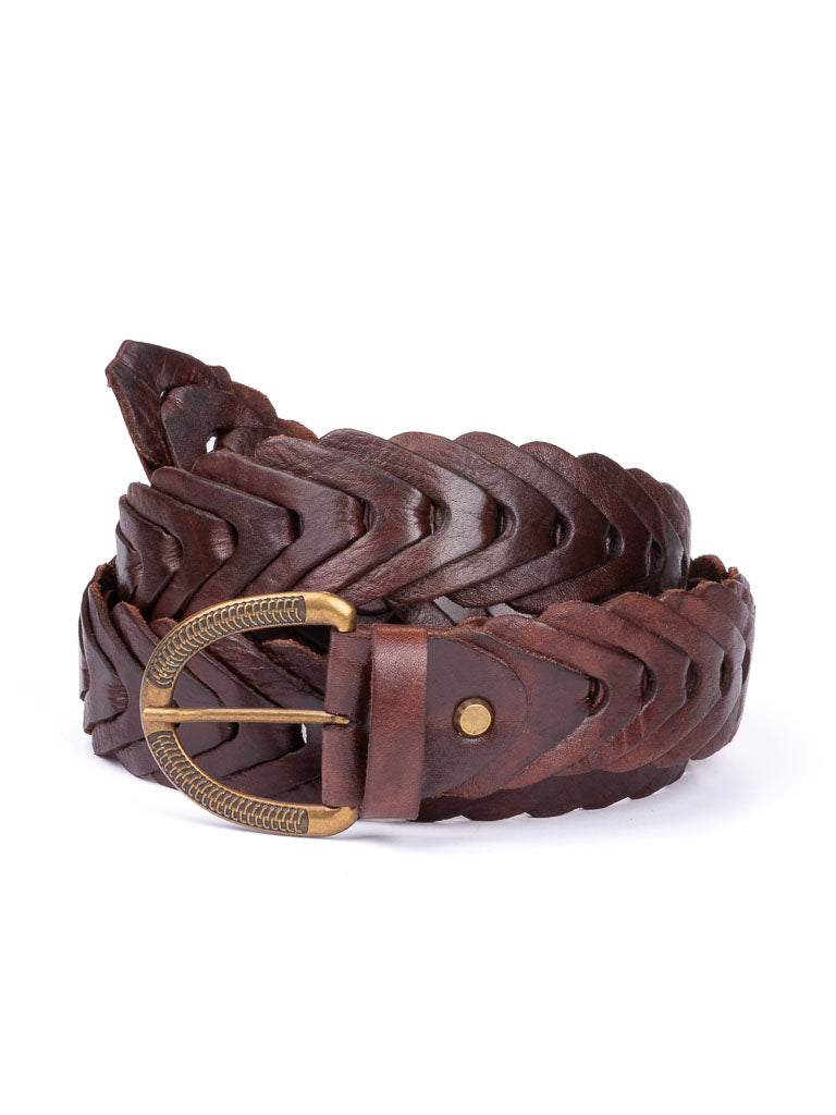 Cobra Chain Leather Belt/Horseshoe