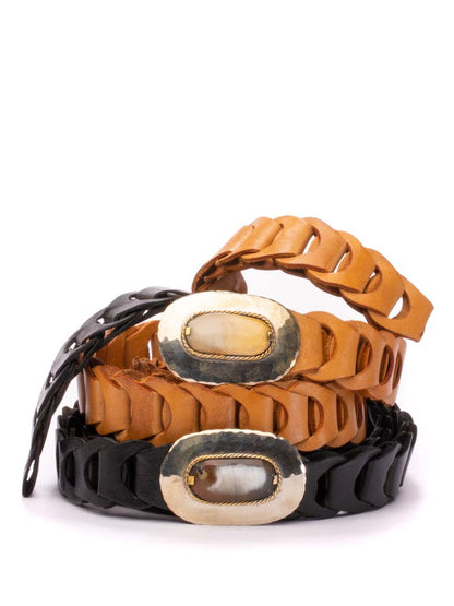 Casablanca Leather Mini Belt Bone Buckle