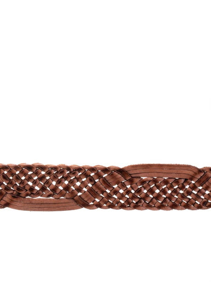 close up of woven leather belt