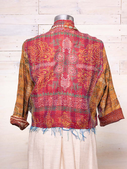 Boho Silk Chic Jacket. Oriental + Batik Size 12