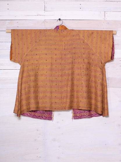 Kimono - silk reversible featuring hand stitching and pockets - tribal sun