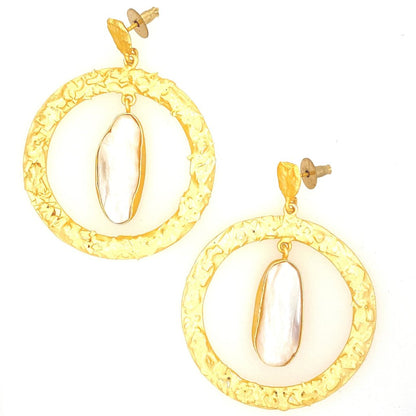 Gold luxe statement earrings with freshwater pearls