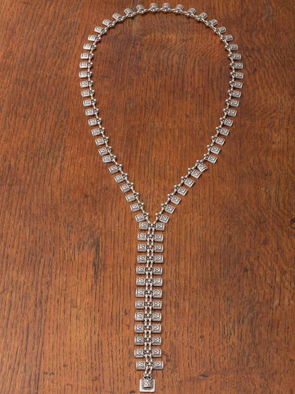 Gothic Silver Tie Necklace