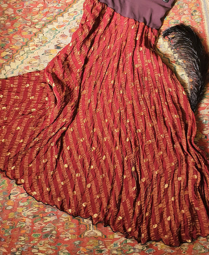Garnet Sacred Stitch Silk Skirt - made from vintage silk sari's.