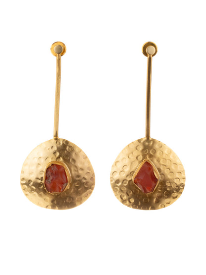 Beaten Tribal disc earrings - natural stone