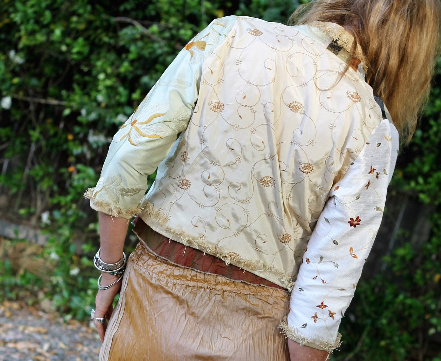 Rear view of satin jacket