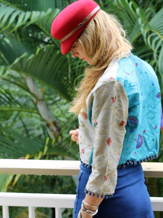 Satin rodeo jacket on a woman