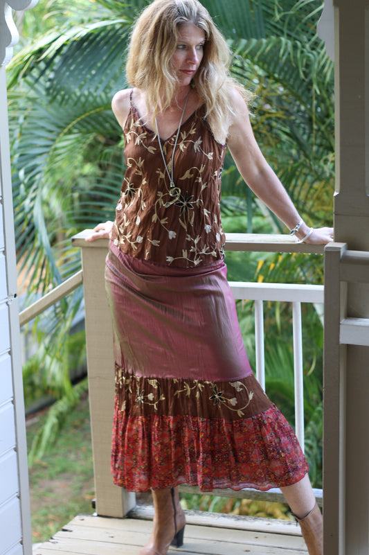 Bohemian Gypsy silk dancing skirt
