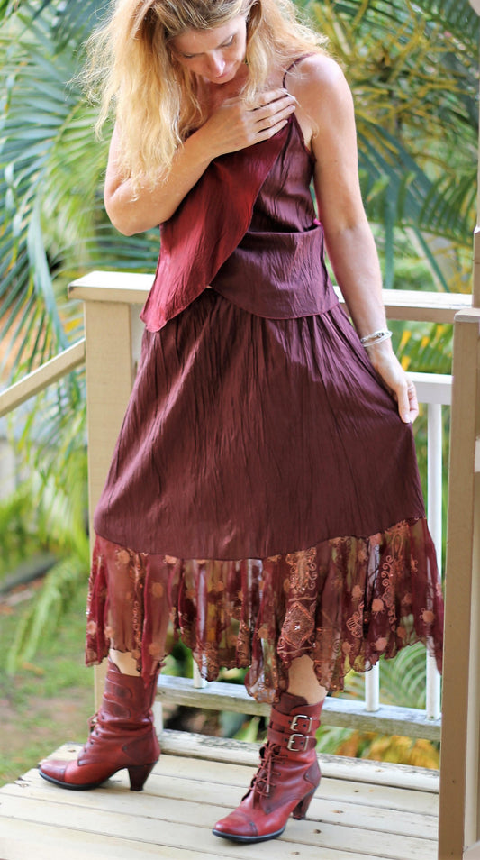 Exotic silk and beaded sari skirt size16 for the bohemian princess.