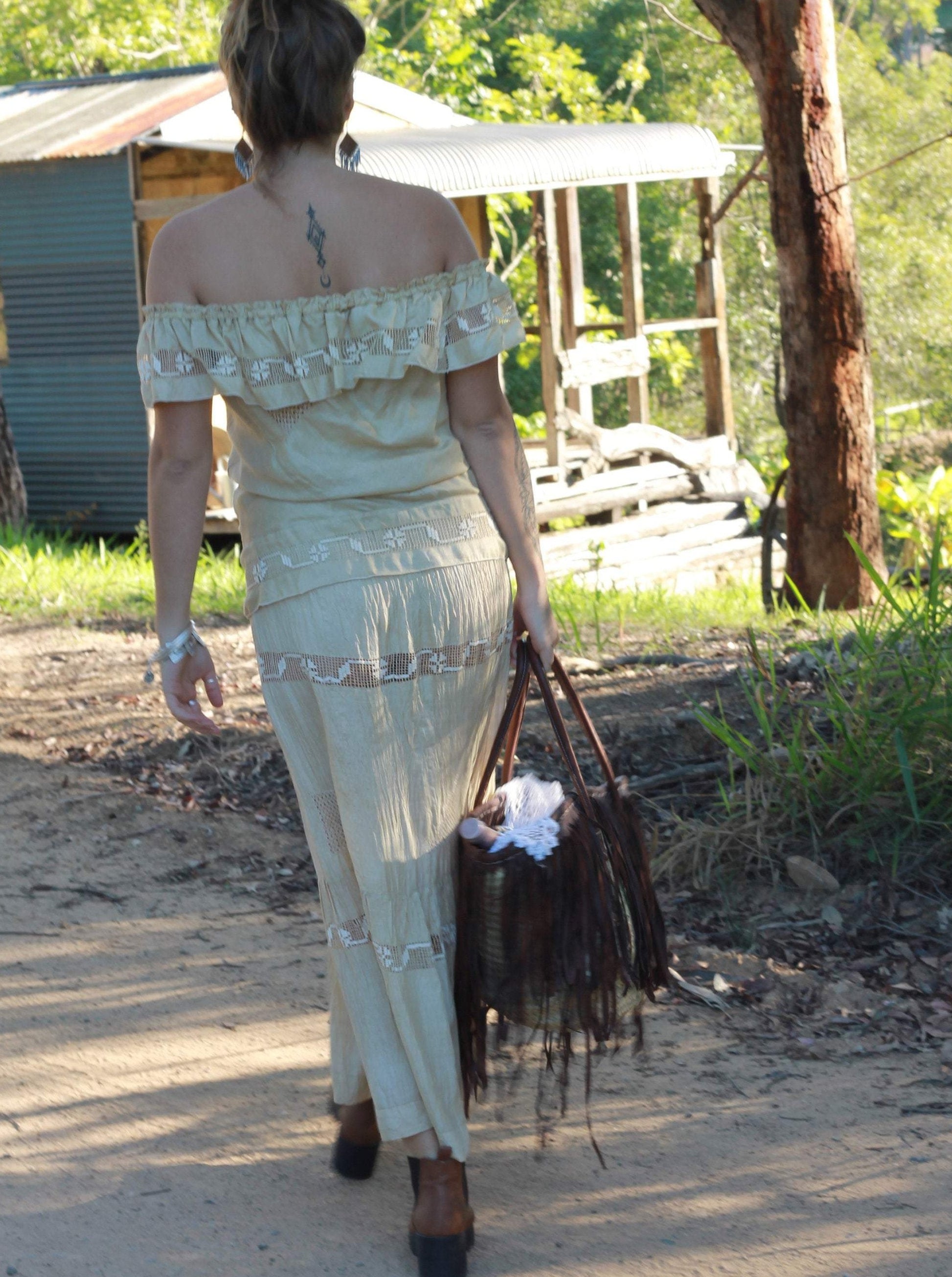 Back view of vintage upcyled outfit