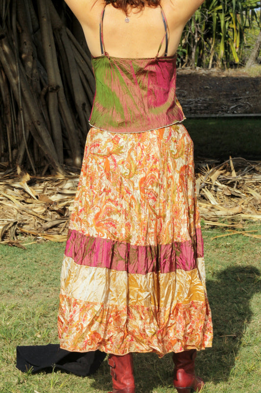 Bohemian Gypsy silk dancing skirt  size 10 (S)