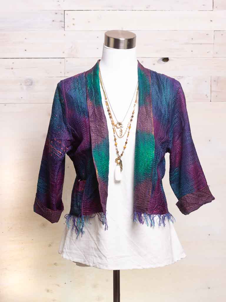 Boho Silk Chic Jacket. Tie dye hippy size 12