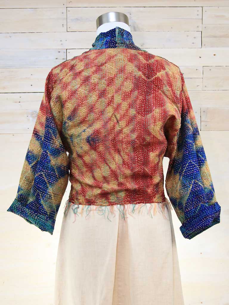 Boho Silk Chic Jacket. Ocean Tie-die Size 14