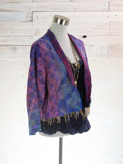 Boho Silk Chic Jacket. Magenta  Size 14