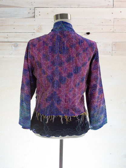 Boho Silk Chic Jacket. Magenta  Size 14