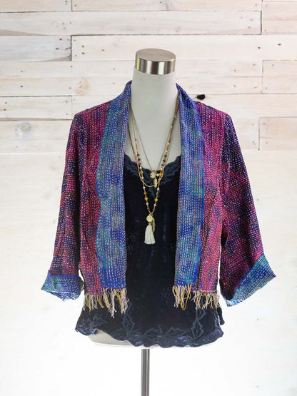 Boho Silk Chic Jacket. Magenta  Size 14