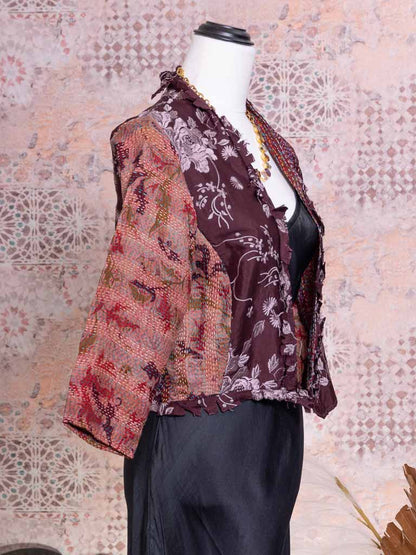Posh & Patch Silk Collage Jacket Plum-Choc Size 10