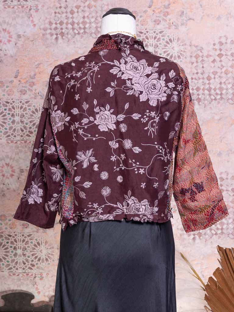 Posh & Patch Silk Collage Jacket Plum-Choc Size 10