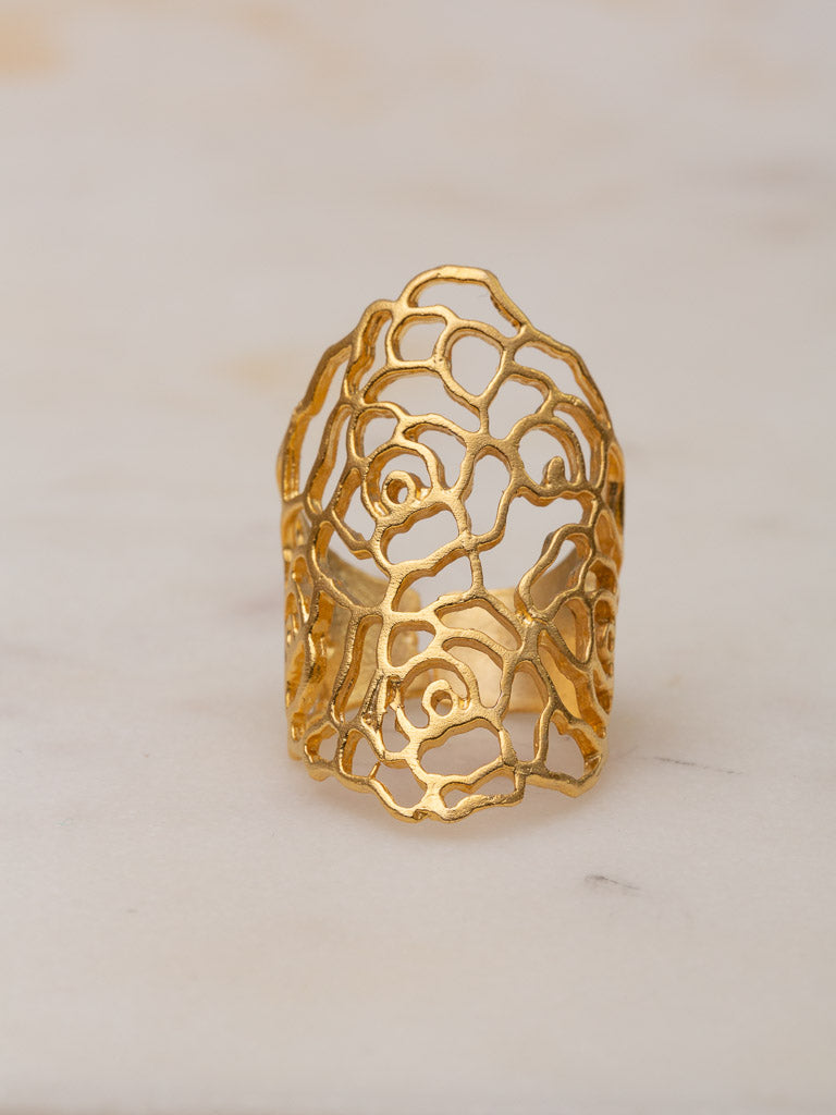 Gold Rose Scroll Ring