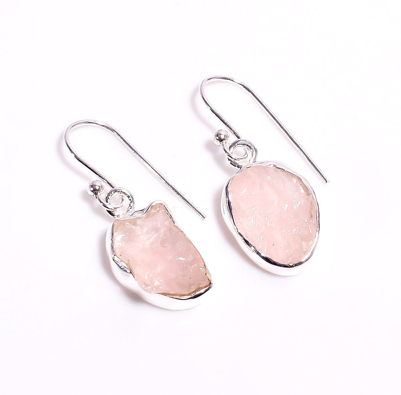 Silver Earring with  Rose Quartz