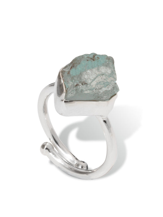 Silver Ring Aqua Marine Crystal