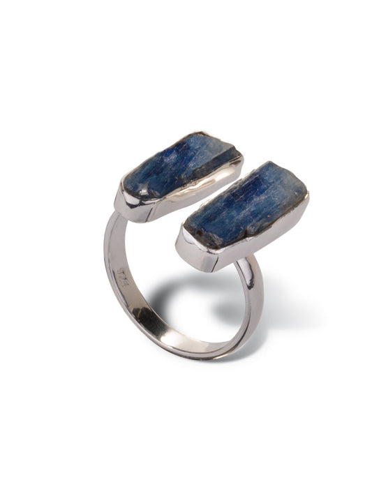 Silver Ring Double Blue Kyanite