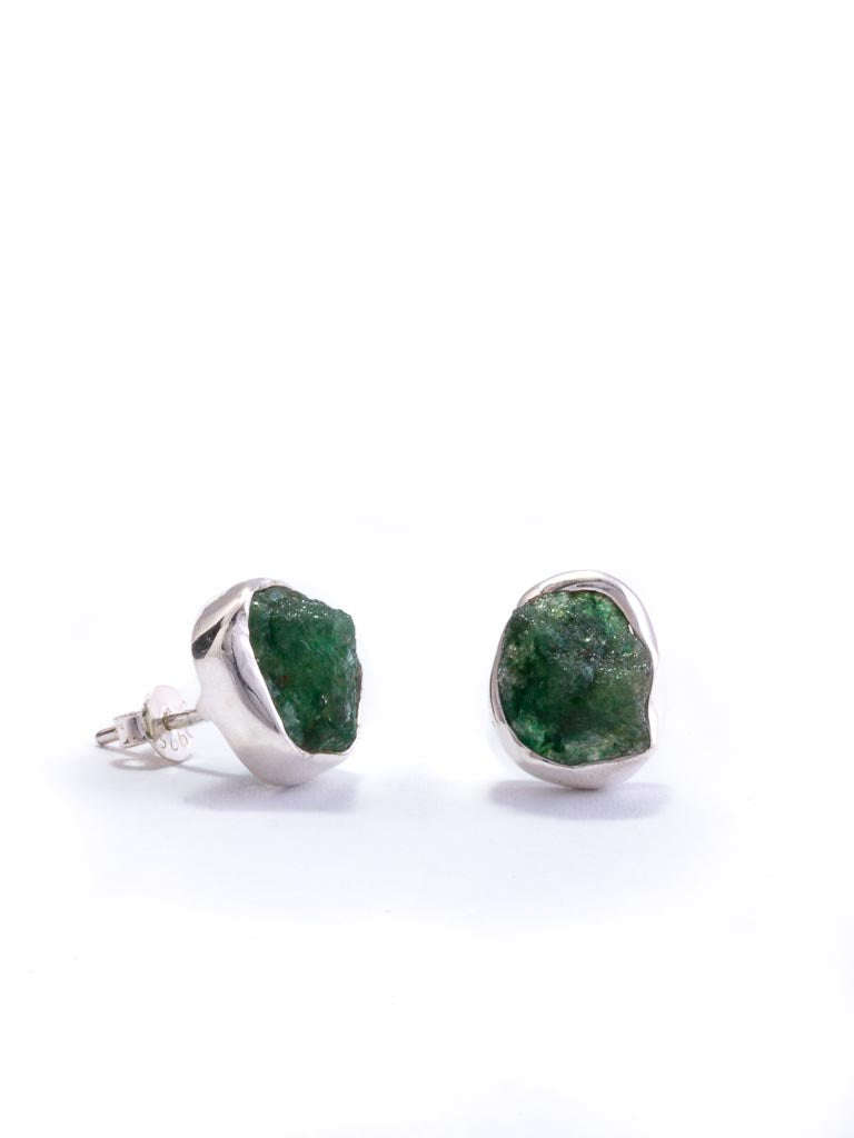 Silver Stud Earring with Green Aventurine