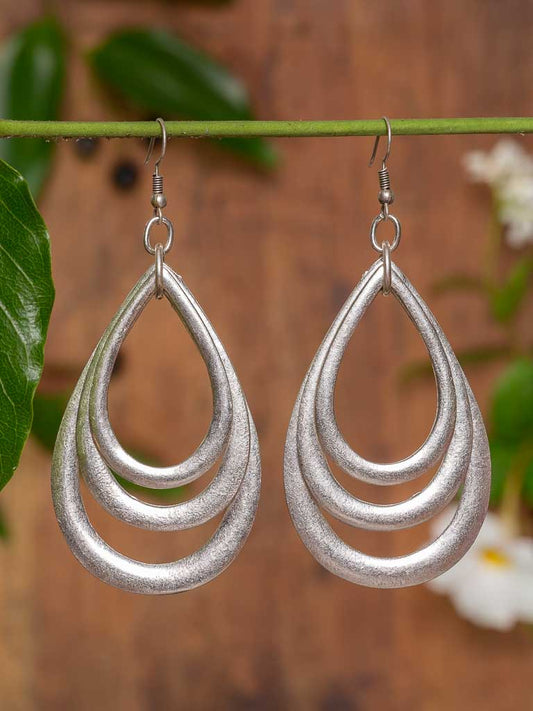 Lachryma Earring - tears of silver layered