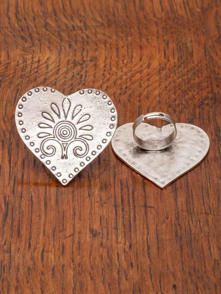 My Big Heart Ring - an oversized heart with stamping detail