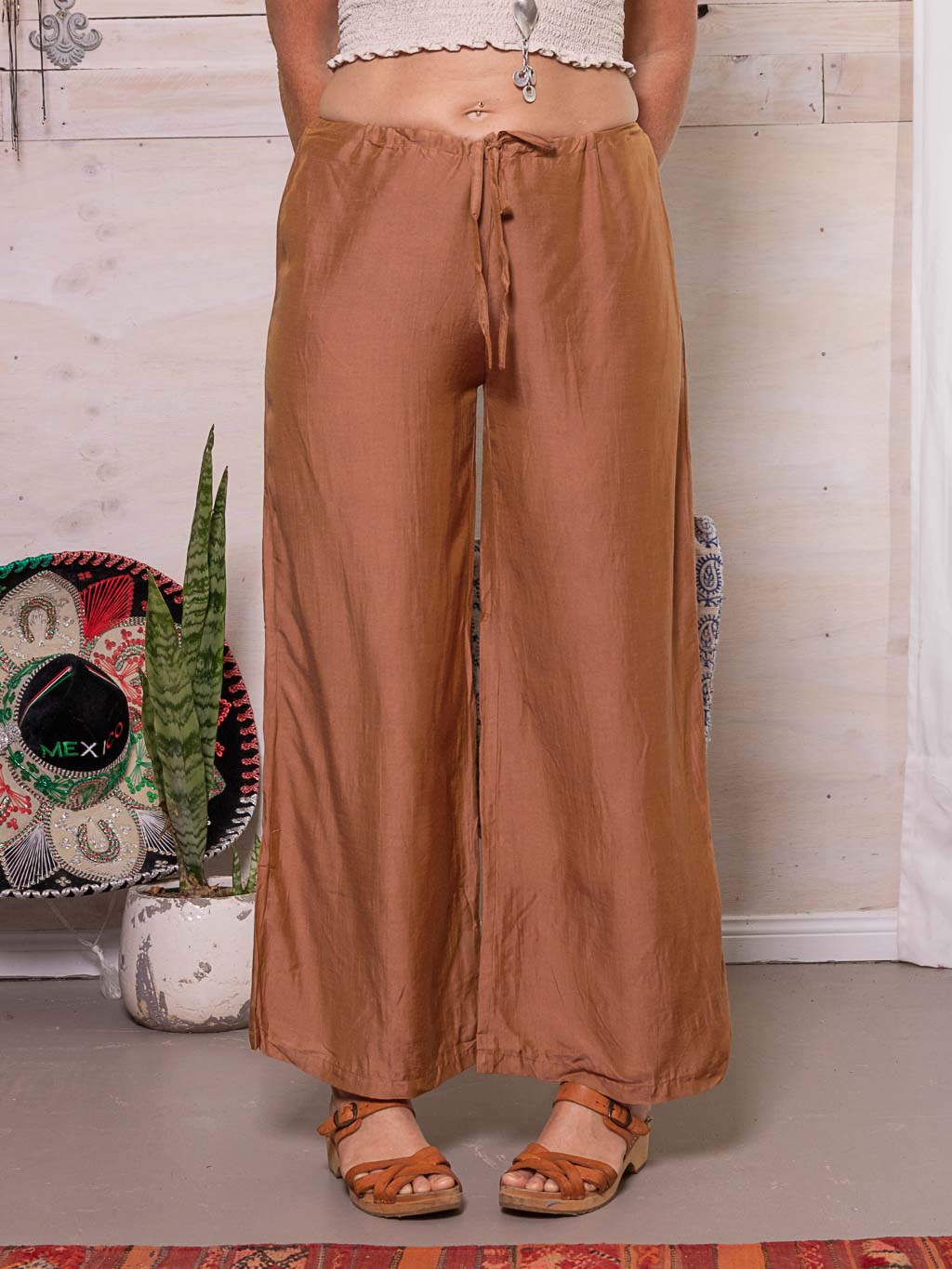 Lounge pants in silk-linen