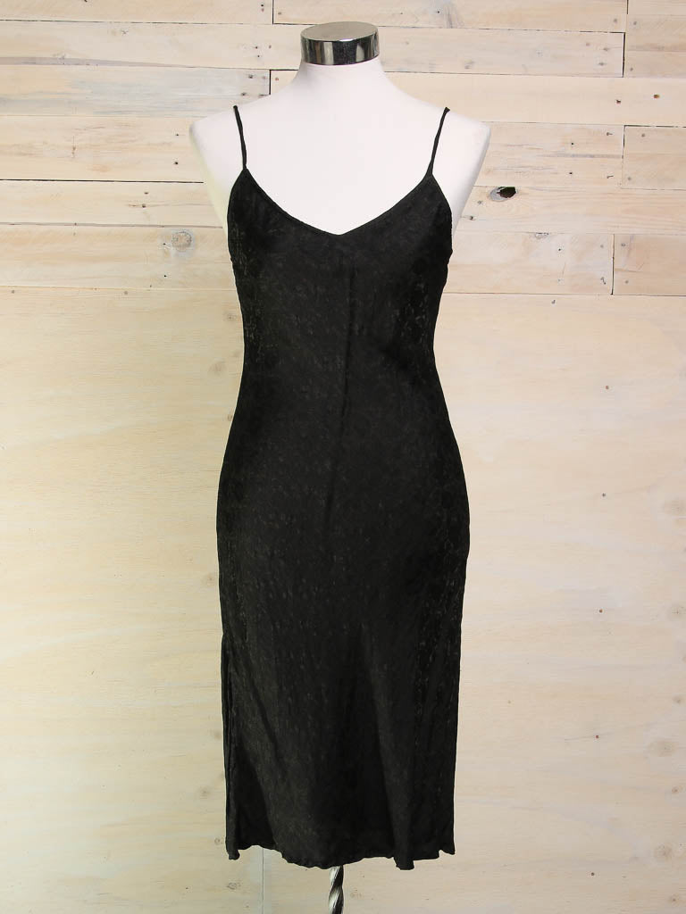 Embossed black silk slip