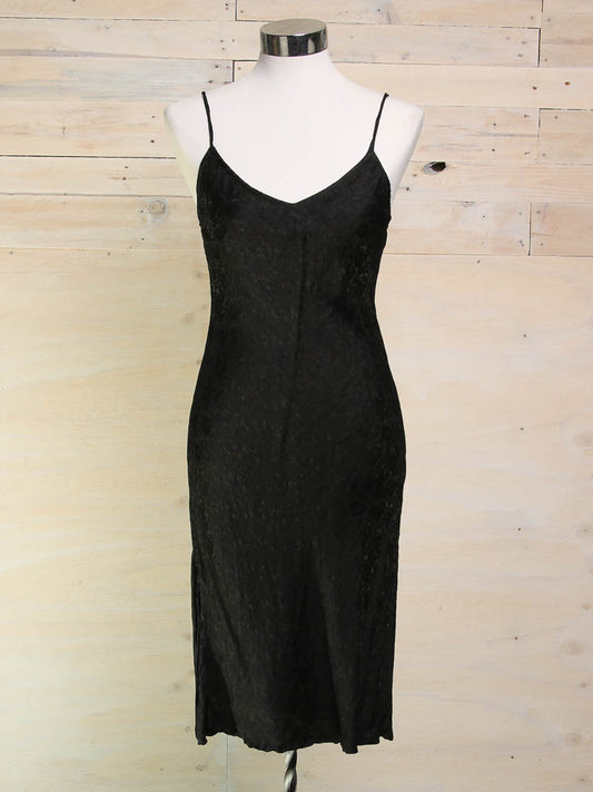 Embossed black silk slip