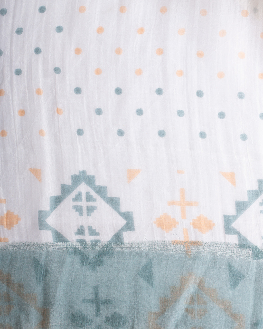 Light weight white silk cotton scarf with pattern