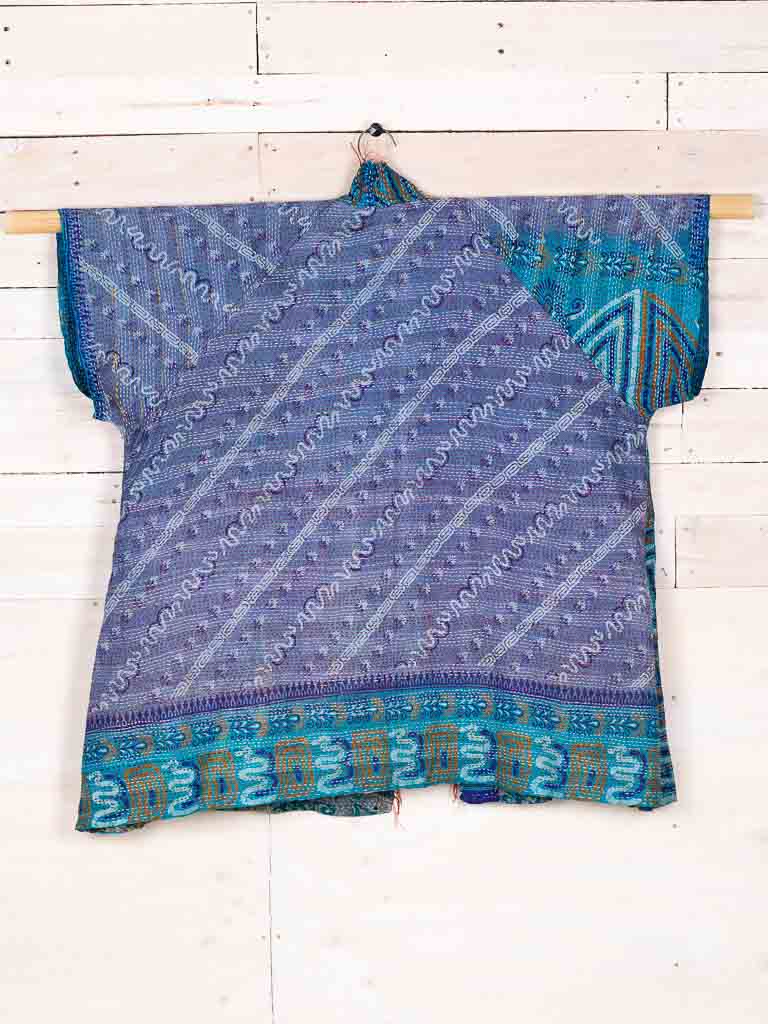 Kimono - silk reversible featuring hand stitching and pockets - Aranyani
