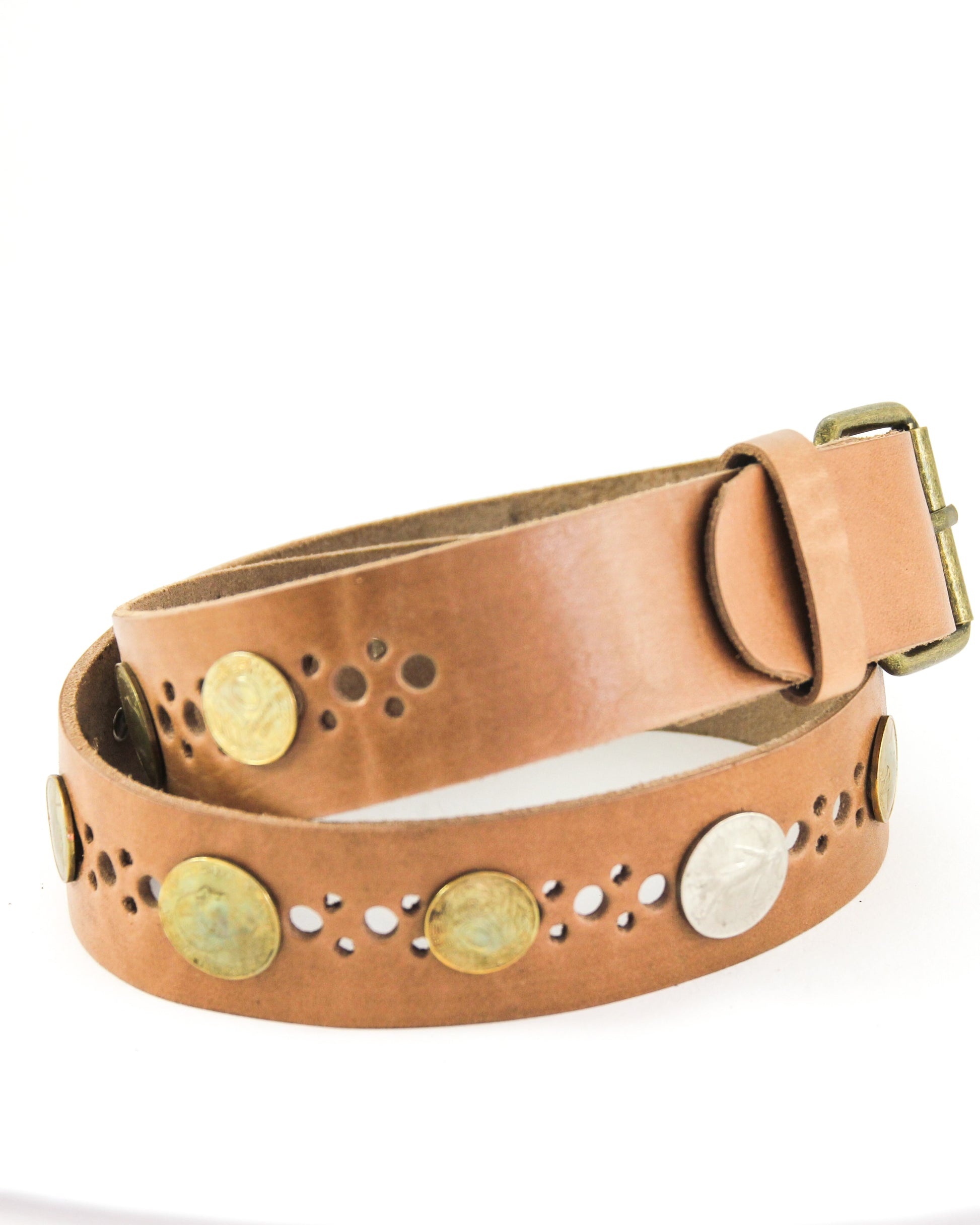 Coin belt in tan leather - tfa