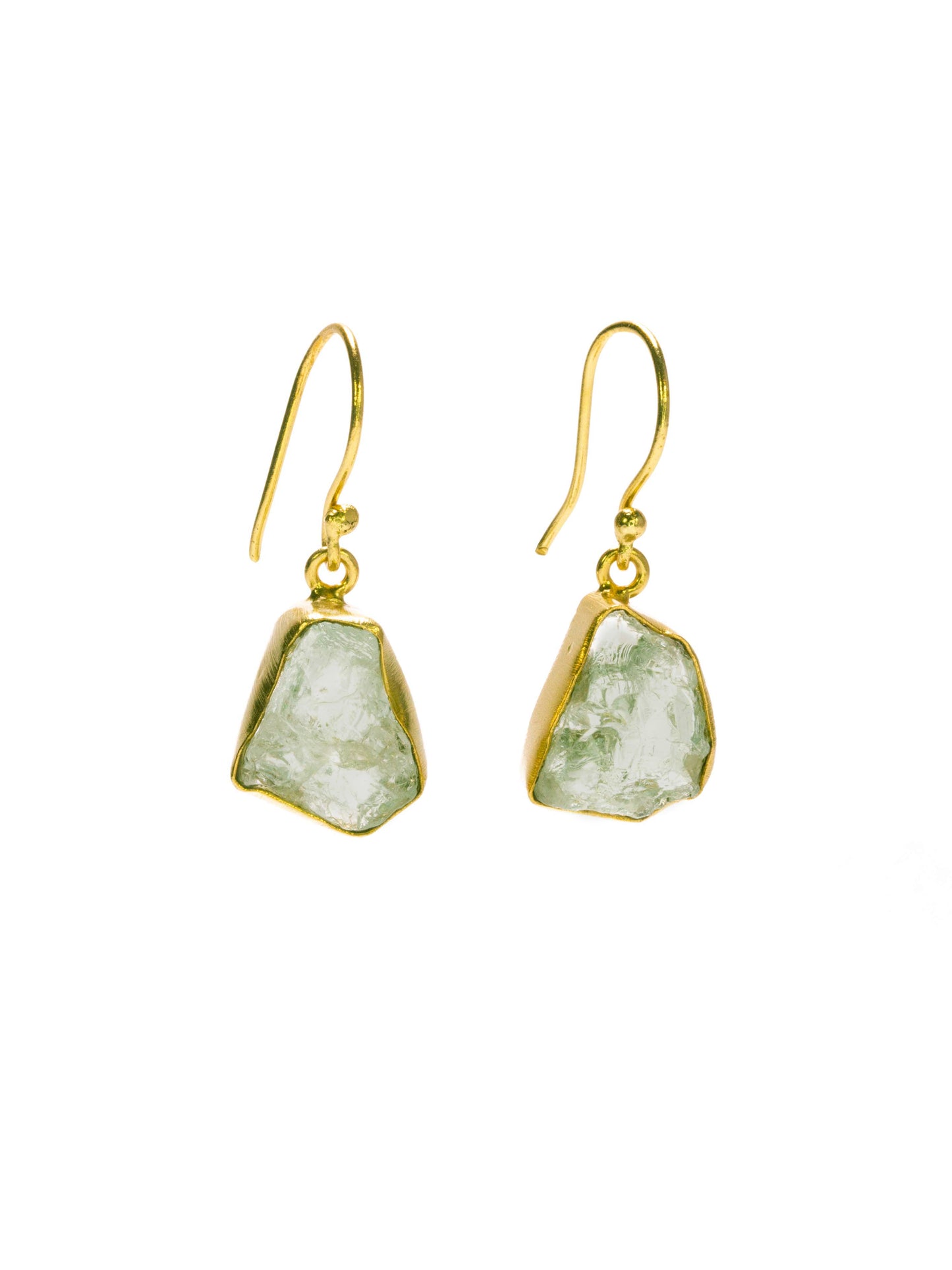 Gold Luxe earrings - single drop raw crystals set in gold plate