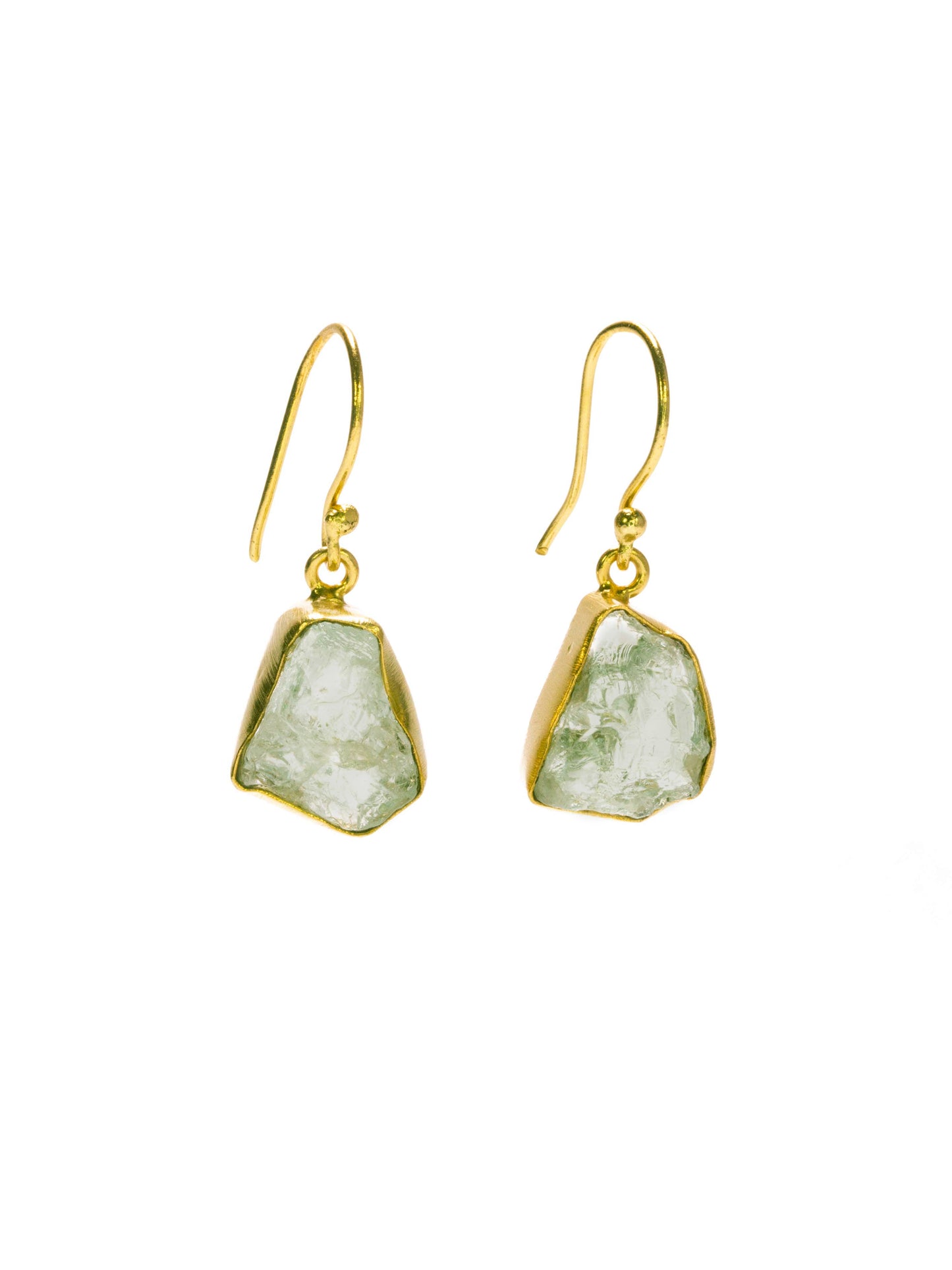 Gold Luxe earrings - single drop raw crystals set in gold plate