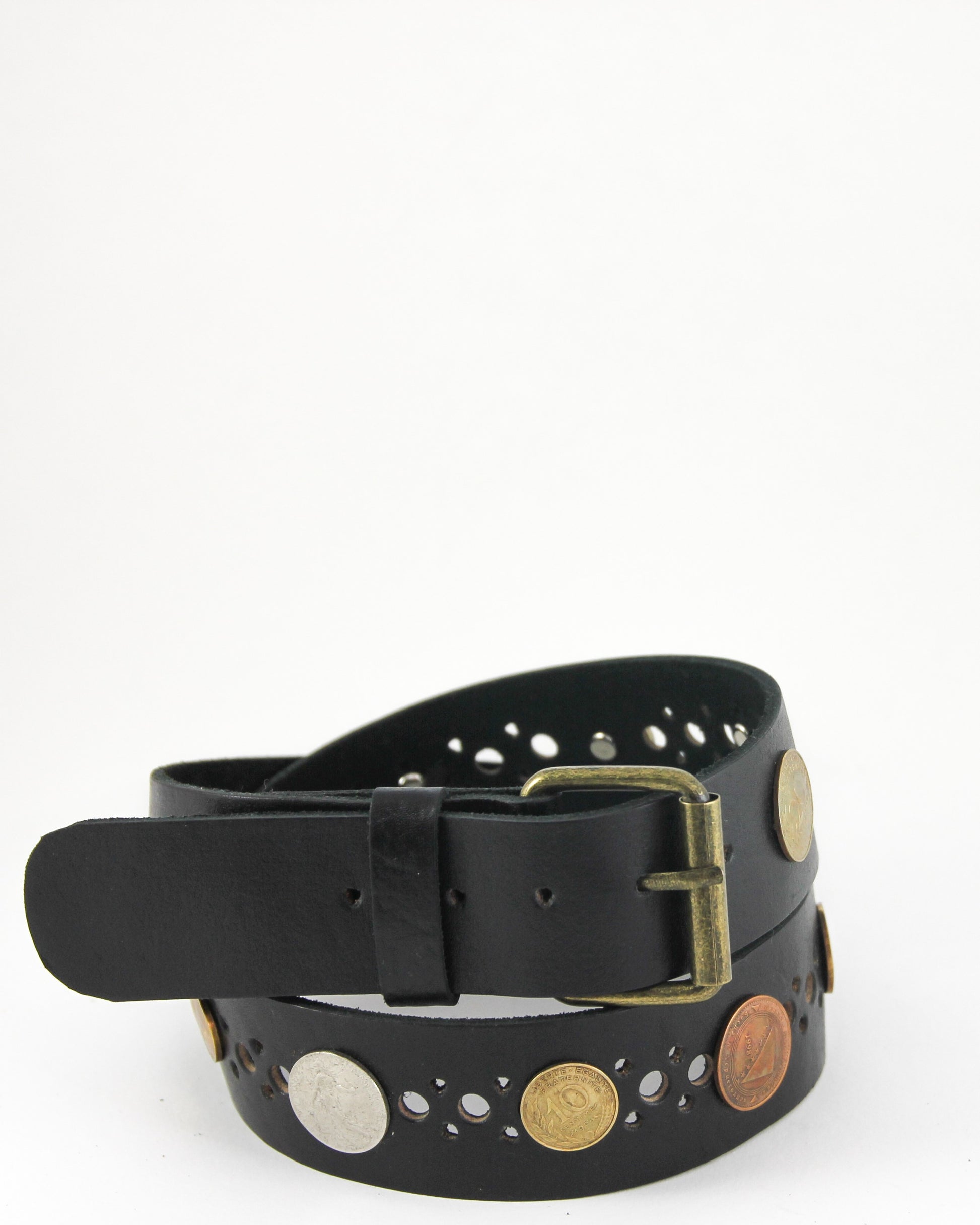 Coin belt in black leather - tfa