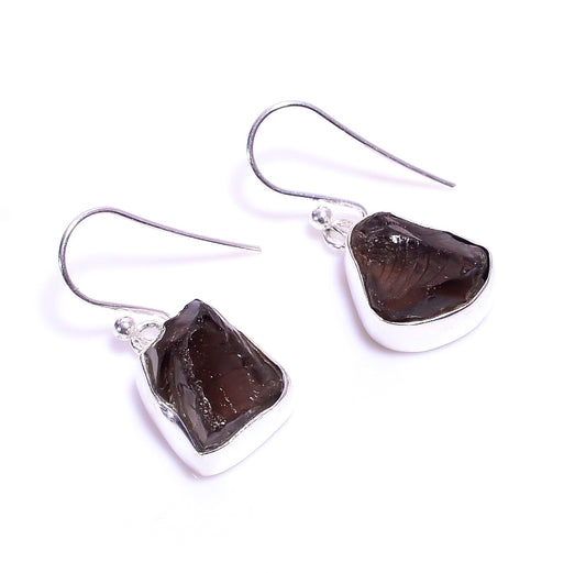 Silver Earring with Smokey Quartz